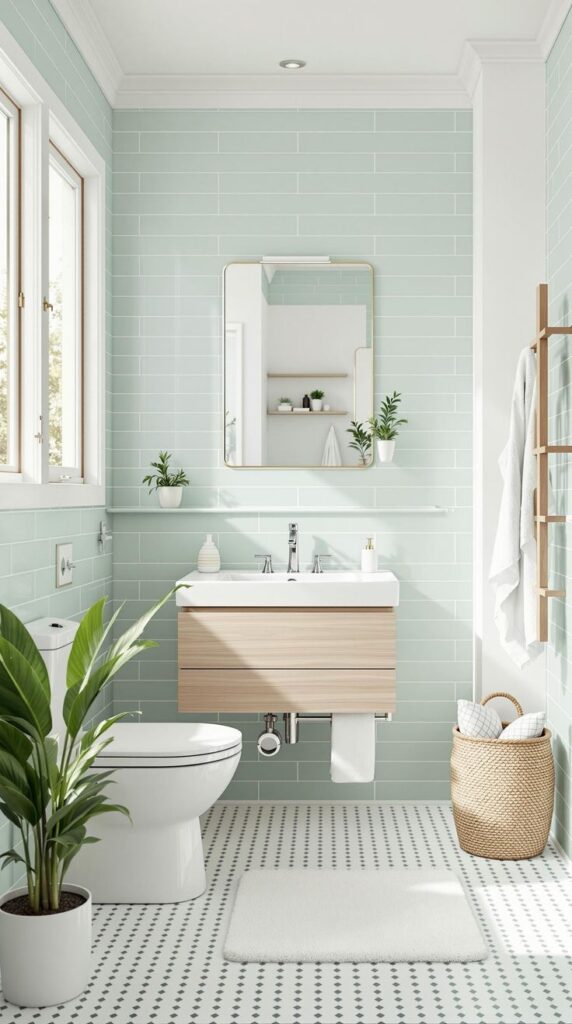 Soft Mint Green for a Bright, Airy Bathroom