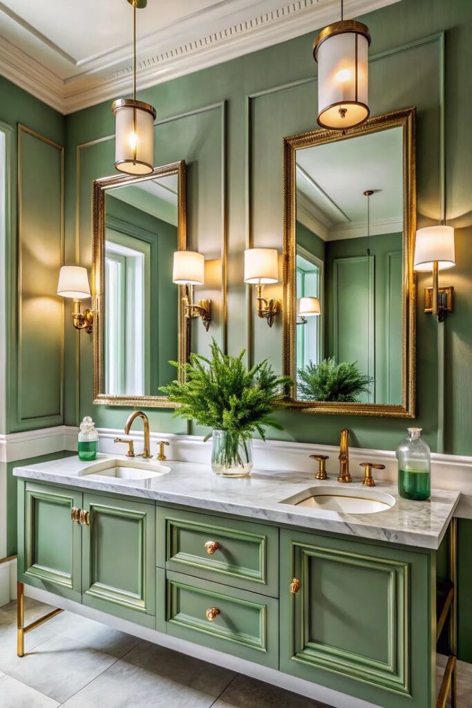 Green and Gold Bathroom for a Luxury Finish
