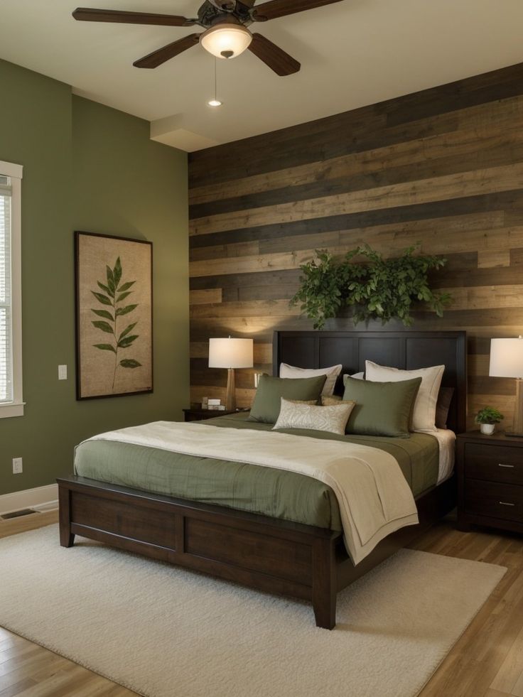 Green Accent Wall That Creates a Focal Point