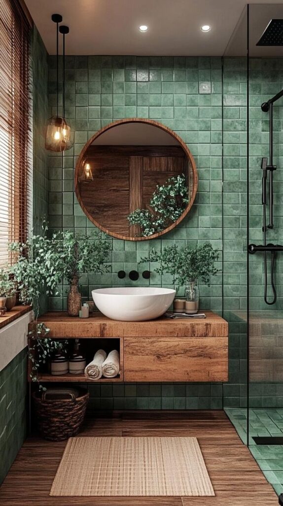 Green Tile Shower Walls for a High-End Look