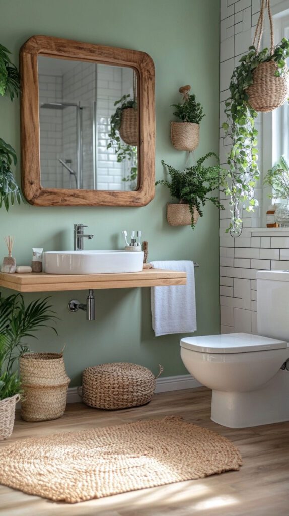 Sage Green Walls for a Spa-Inspired Bathroom